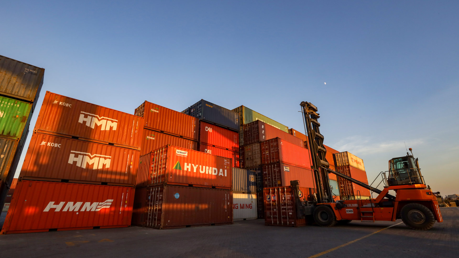 Cargo Containers with Forklift View 2