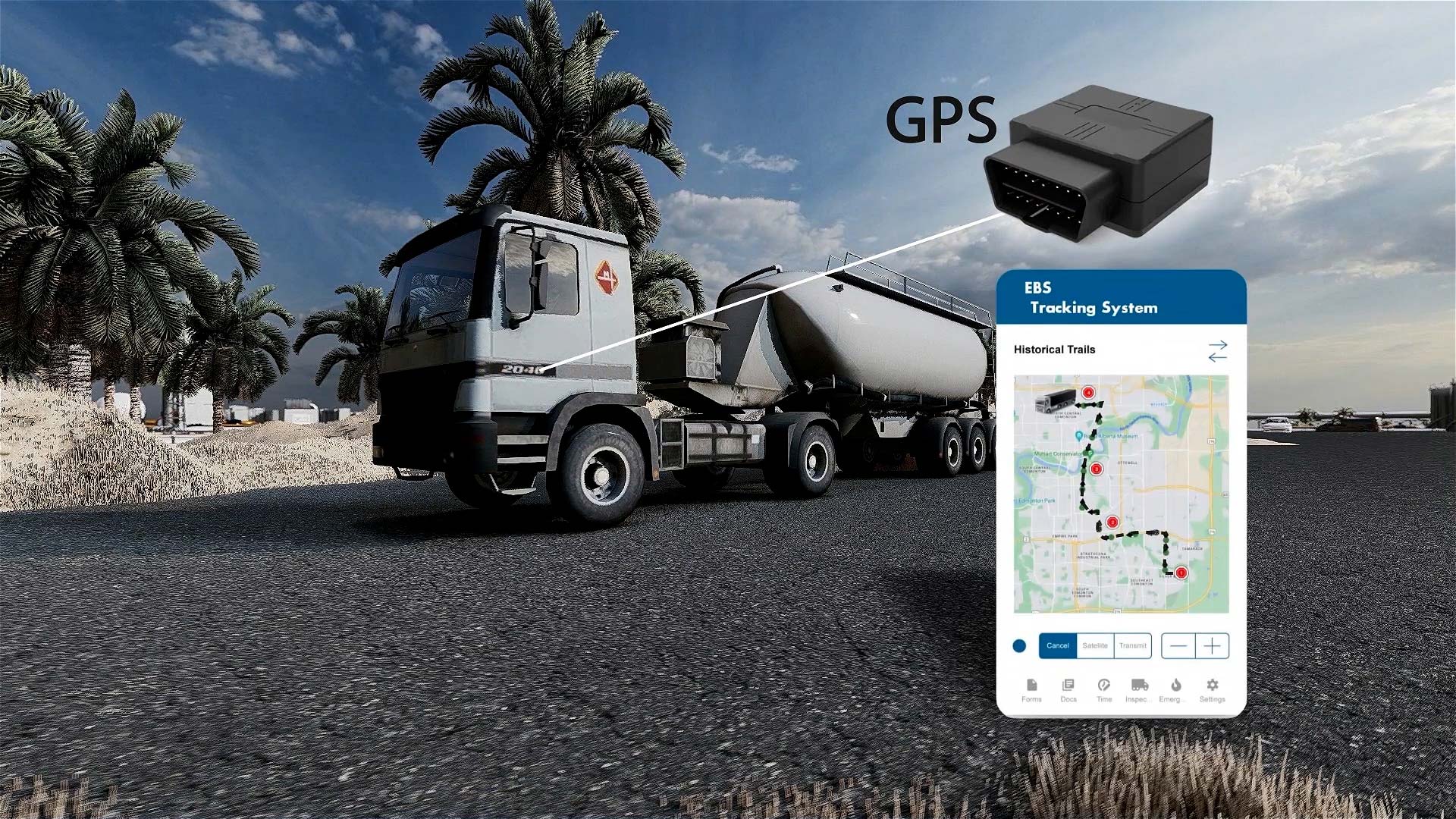 Truck with GPS tracking module (Electronic Barrel System)